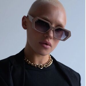 otra dixi tan taupe retro y2k geometric rectangular frame sunglasses eyewear NEW